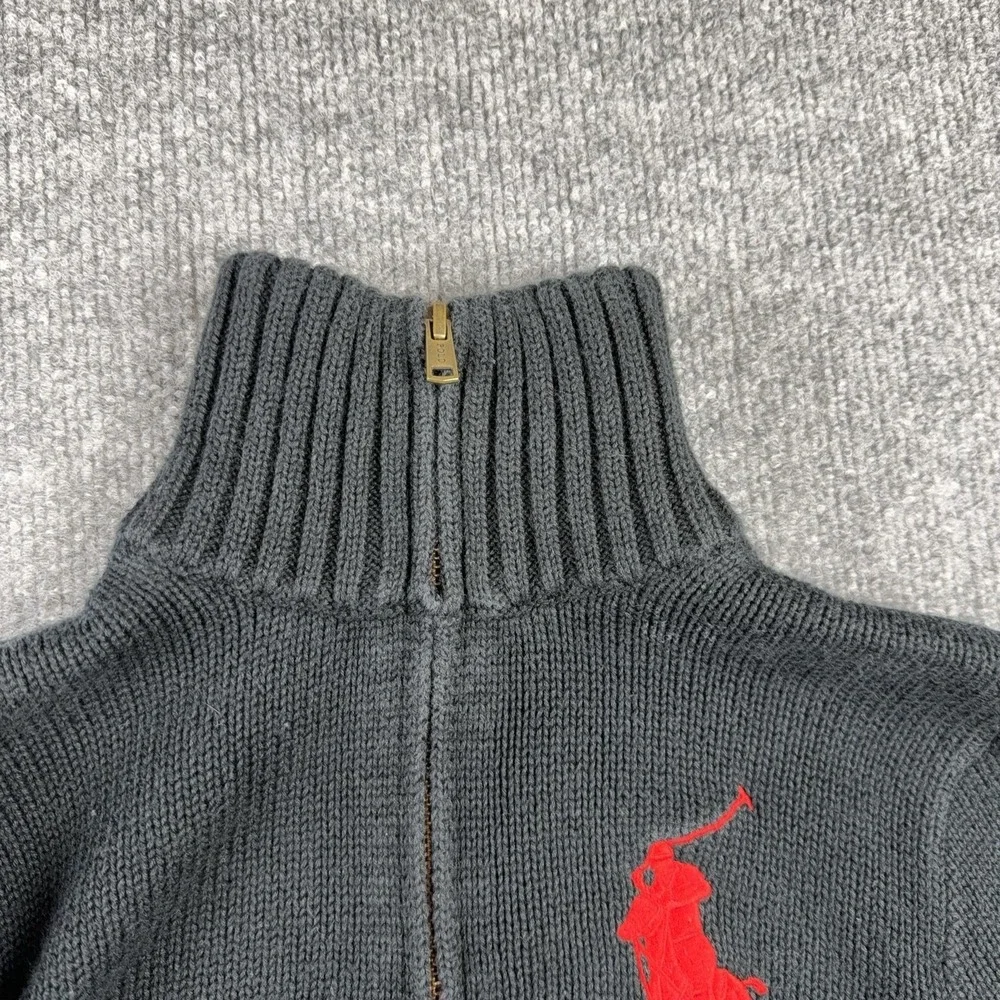 Polo By Ralph Lauren Sweater Boys Small Black 1/4 Zip Mock Neck Big Pony